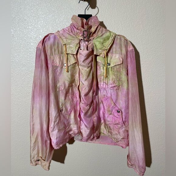 The Piople Of The Labyrinths Silk Pink and Green Women's Jacket - Picture 1 of 7